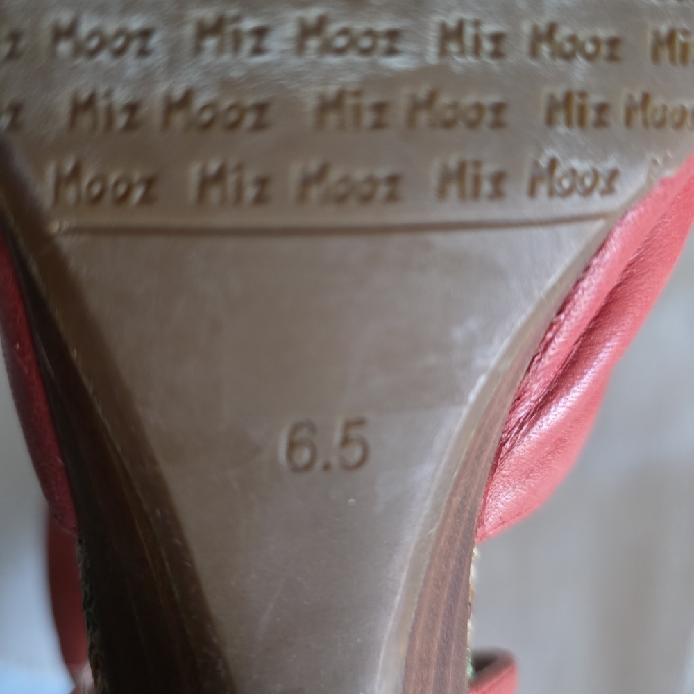 Miz Mooz Walker Red Leather Open Toe Slip-on Shoessize 6.5 - Picture 10 of 12